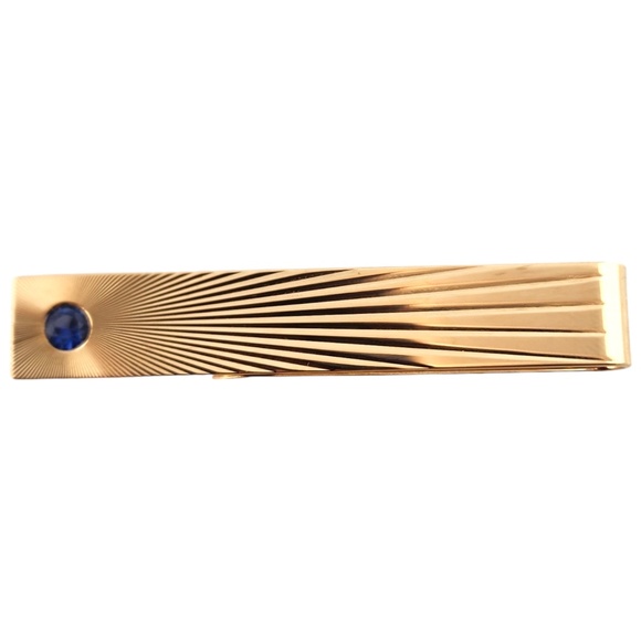 Tiffany & Co 14 Karat Yellow Gold Tie / Money Clip with Sapphire #18557